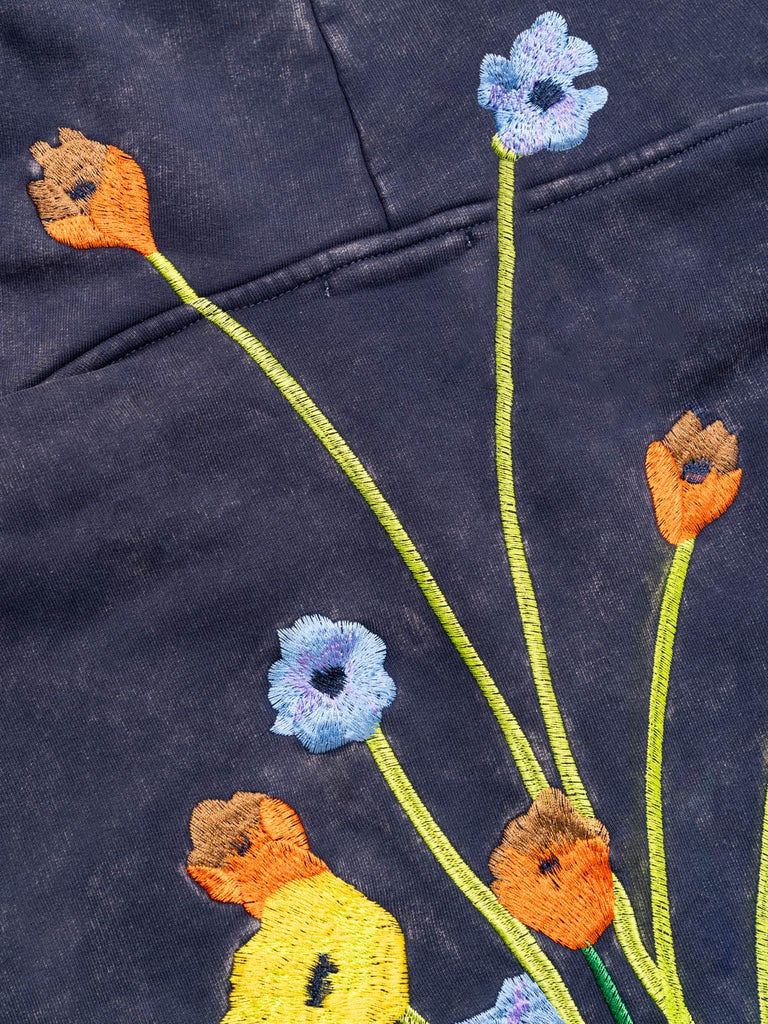 Flowers for maezen | Zip-Hoodie Washed Navy - maezen