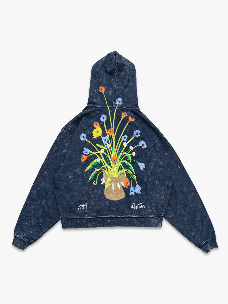 Flowers for maezen | Zip-Hoodie Washed Navy - maezen