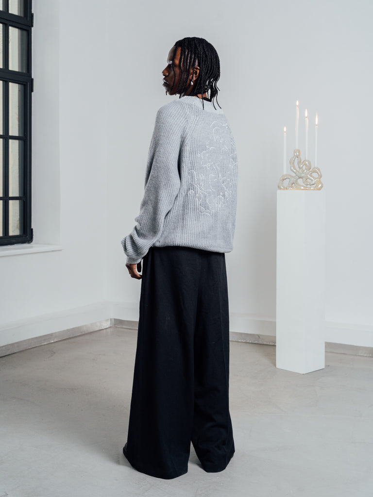 Tau | Reversible Knitted Sweater Light Grey - maezen