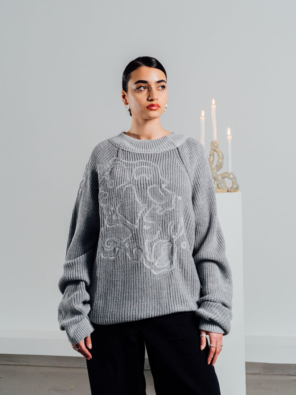 Tau | Reversible Knitted Sweater Light Grey – maezen