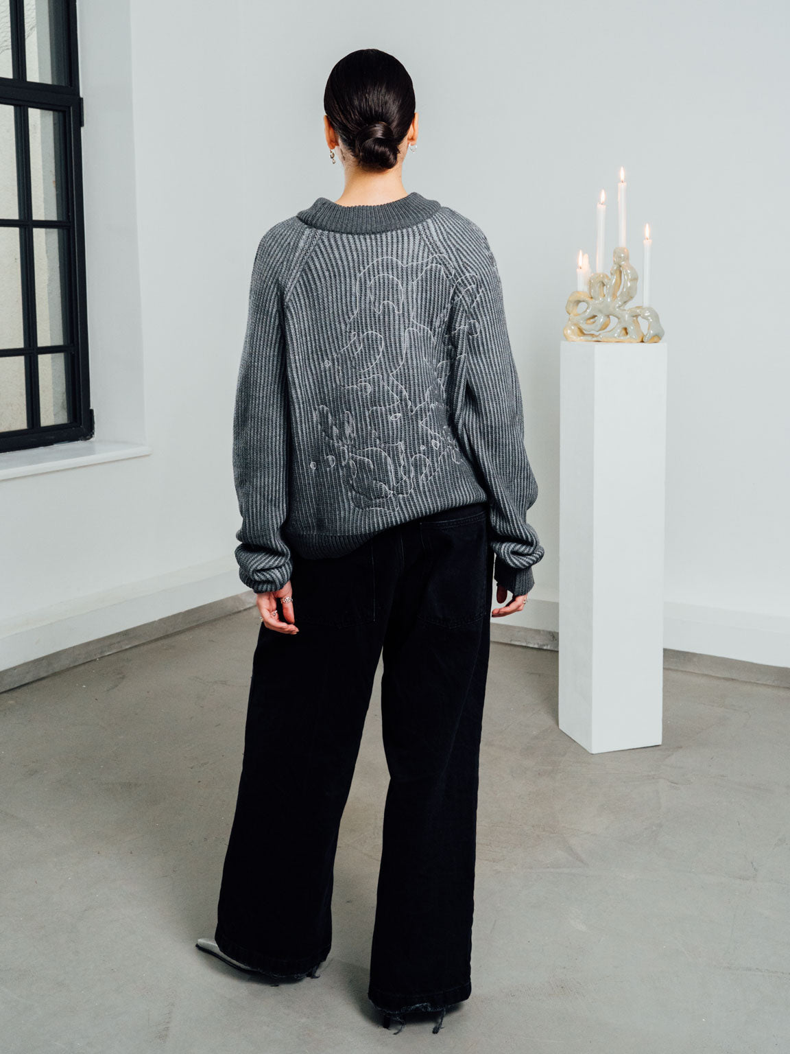 Tau | Reversible Knitted Sweater Dark Grey – maezen