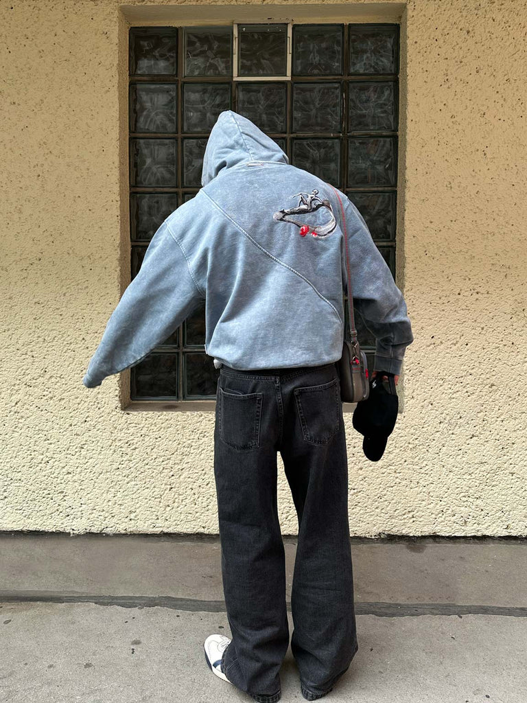 Longing | Inside-Out Hoodie Washed Petrol - maezen