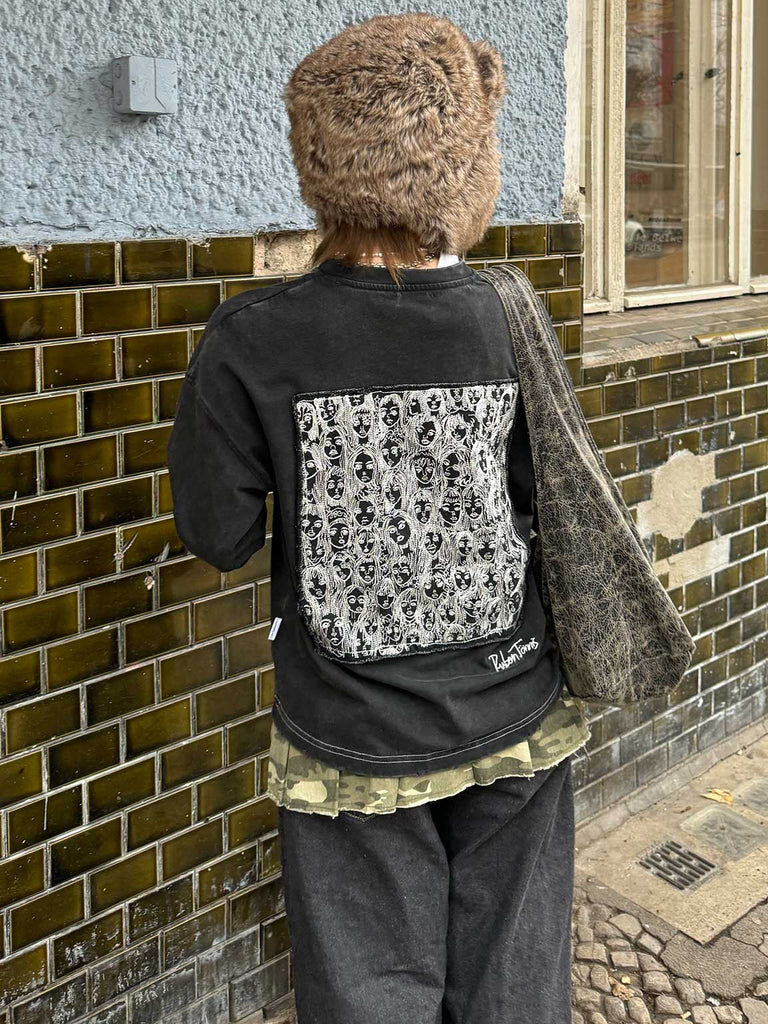 Internet Faces | Longsleeve Washed Black - maezen