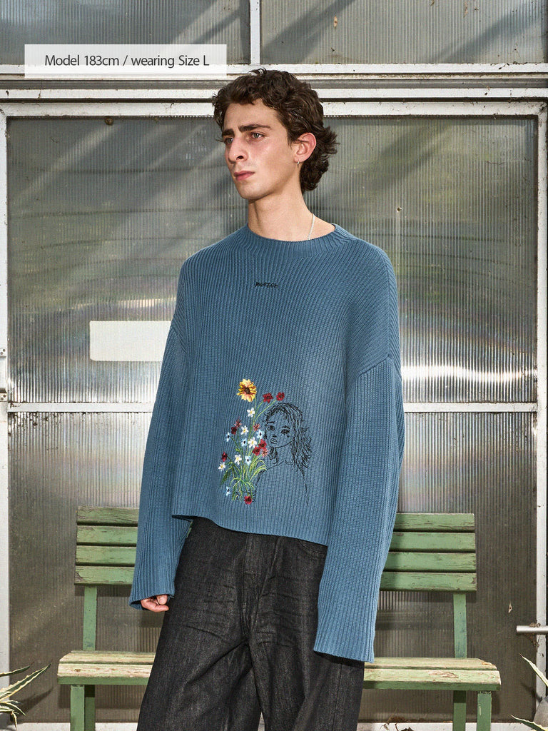 Too many Flowers | Knit Sweater Petrol - maezen