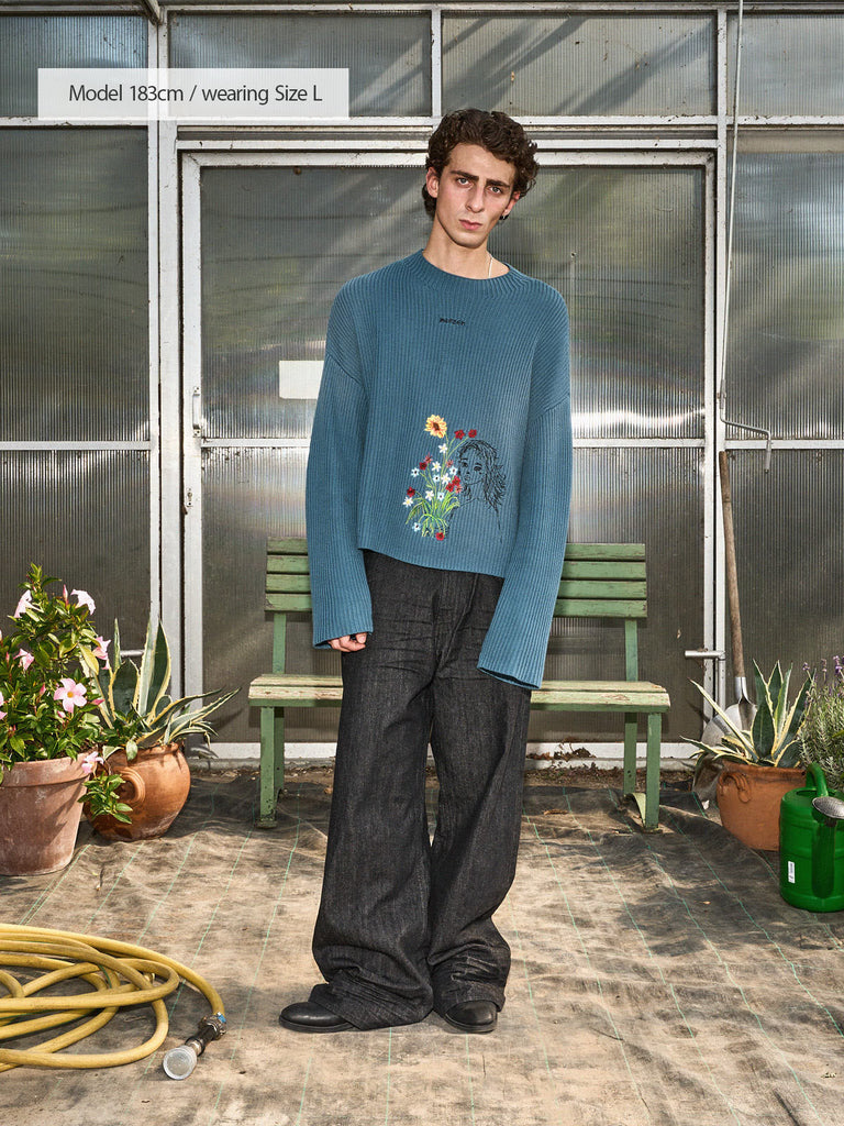 Too many Flowers | Knit Sweater Petrol - maezen