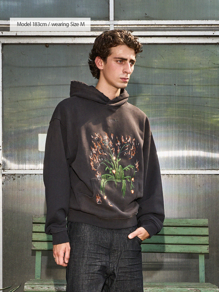 Flowers for You | Hoodie Washed Black - maezen