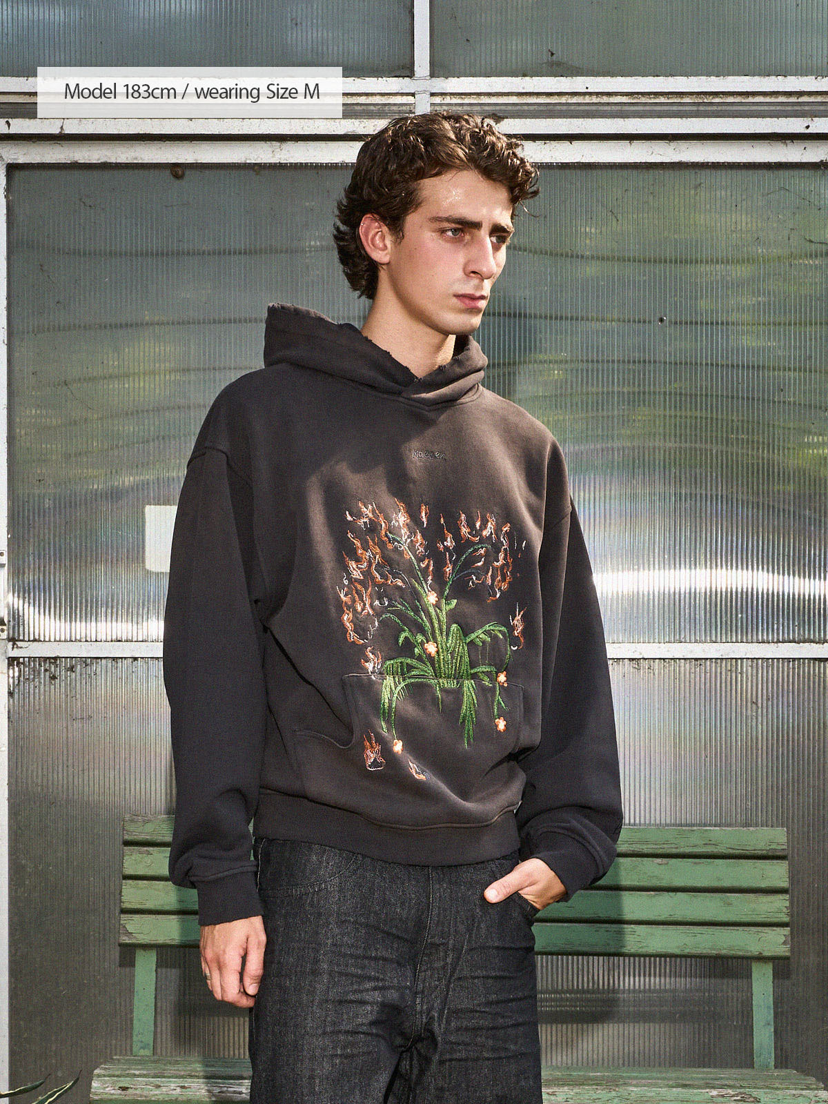Flowers for You | Hoodie Washed Black – maezen