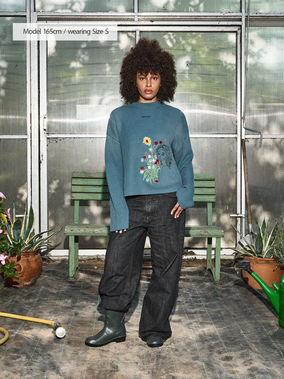 Too many Flowers | Knit Sweater Petrol – maezen