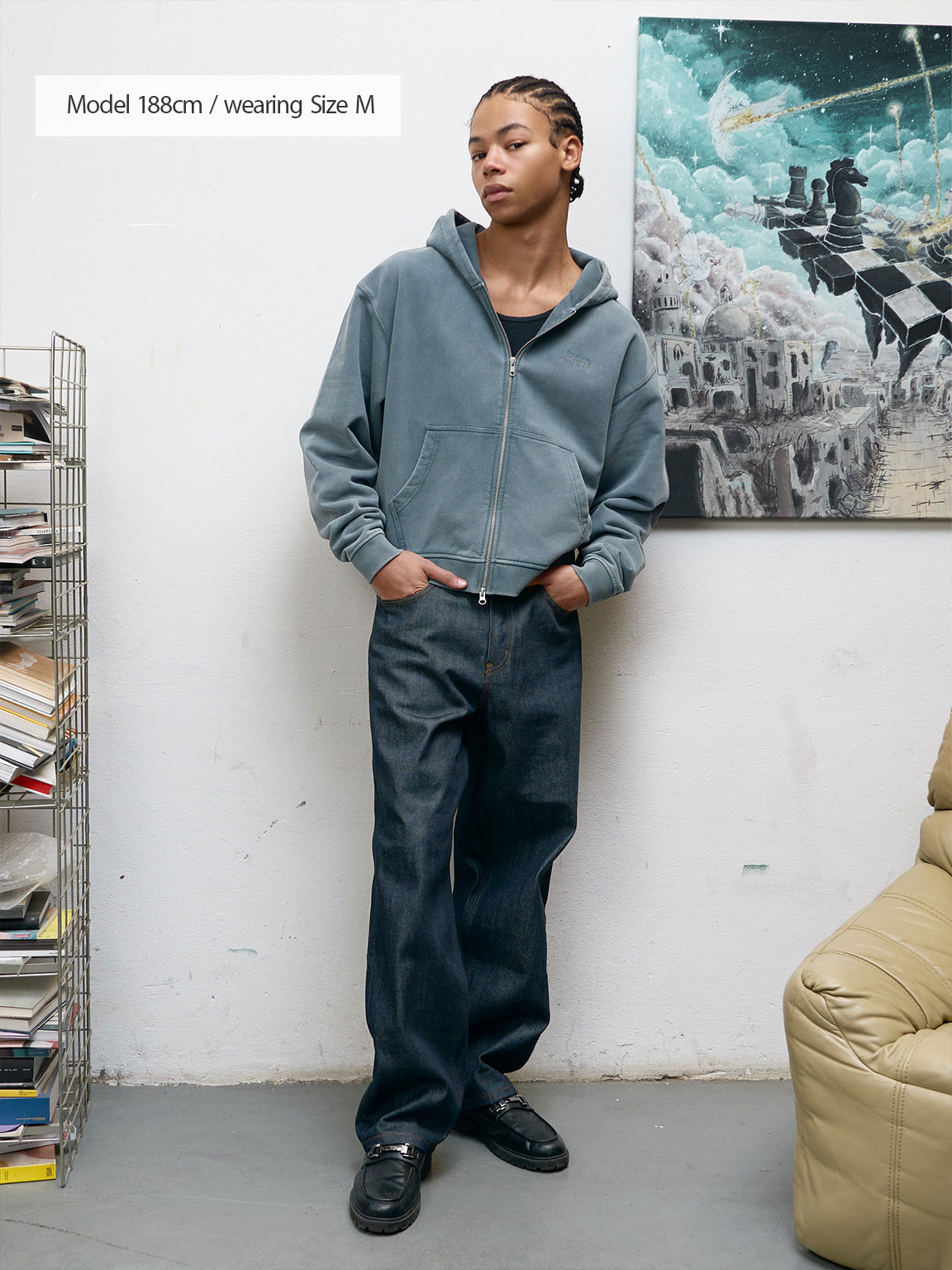 Desire of Steel | Zip-Hoodie Grey Blue – maezen