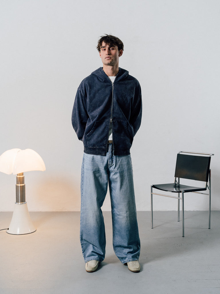 Flowers for maezen | Zip-Hoodie Washed Navy - maezen