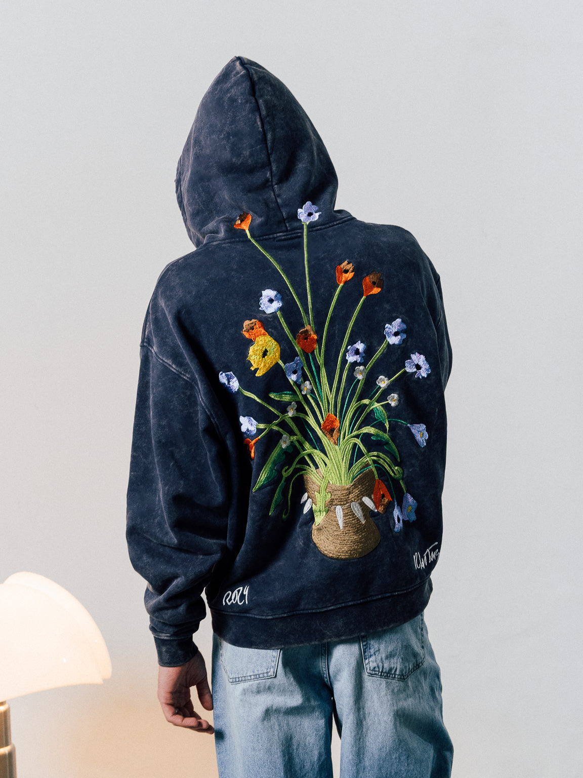 Flowers for maezen | Zip-Hoodie Washed Navy