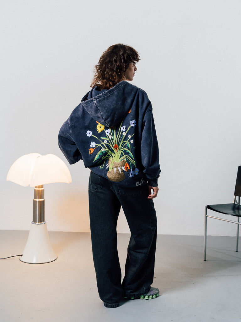 Flowers for maezen | Zip-Hoodie Washed Navy - maezen