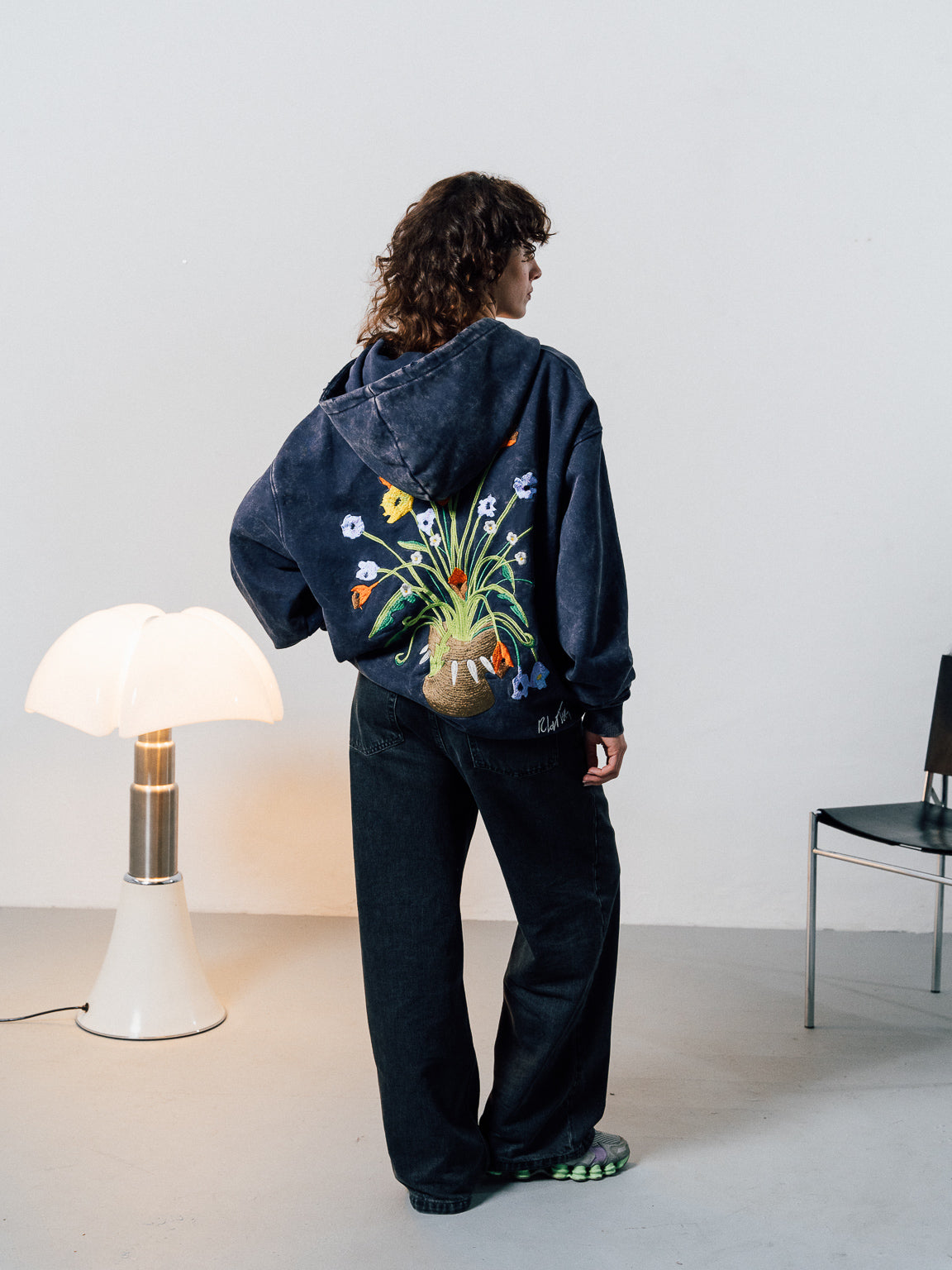Flowers for maezen | Zip-Hoodie Washed Navy