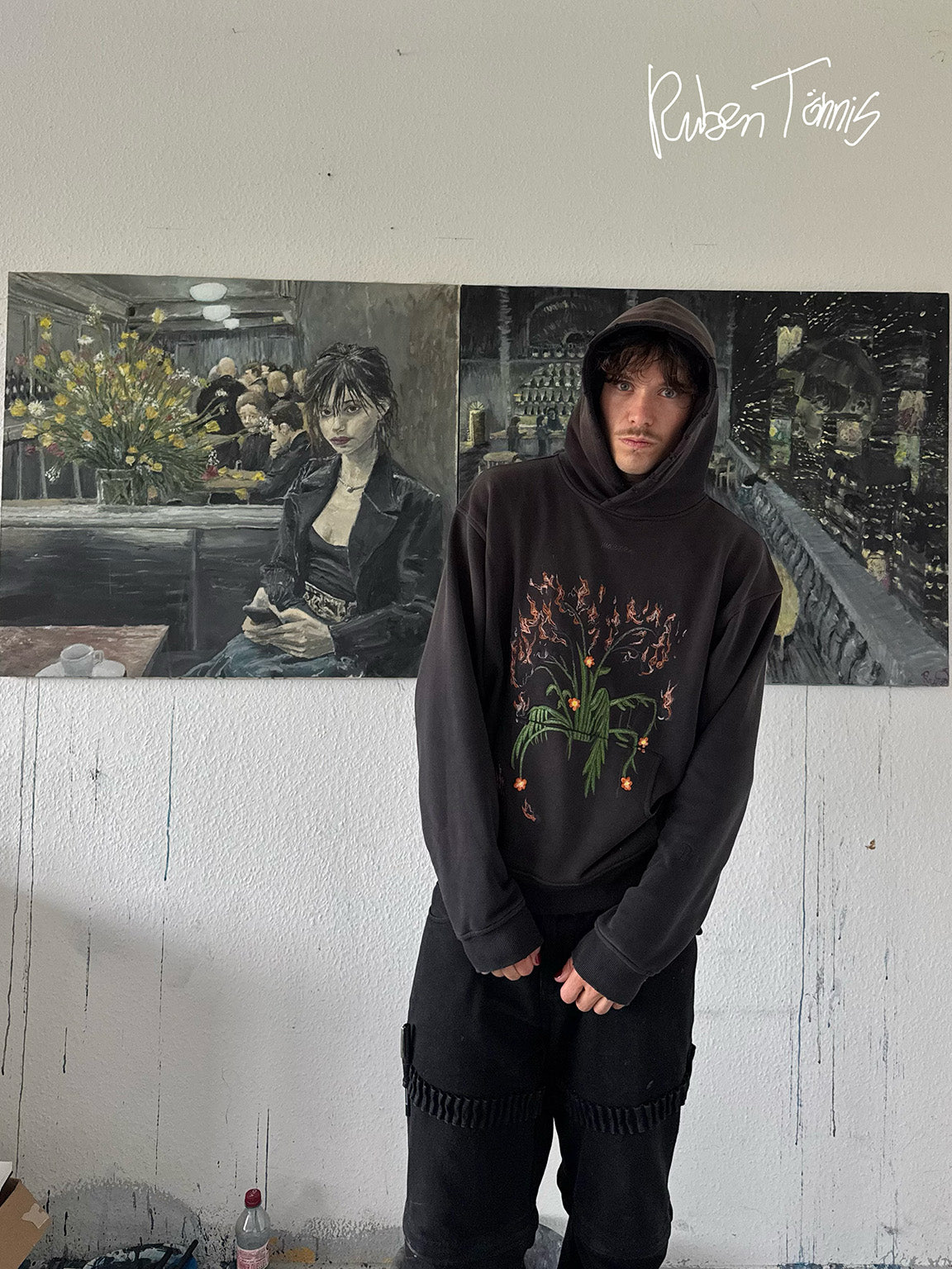 Flowers for You | Hoodie Washed Black – maezen